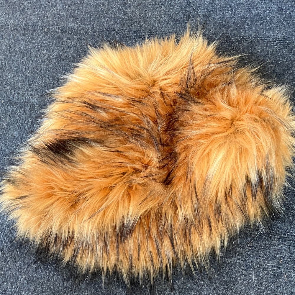 Faux Fur Women's Hat - Orange and Black